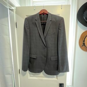 Hugo boss grey suit with blue window pane